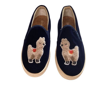 Soludos Shoes Women Sz‎ 7 Blue Llama Velvet Cork Slip on Flats Anthropologie EUC